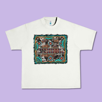 Aztec Background With Gemstone And Cowhide Urban Heavy Tee Designed By Ranaportraitstore