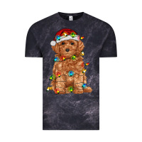Cloud Black toy poodle with christmas lights Vintage Tee - RanaPortraitStore