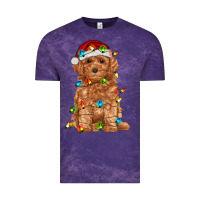 Cloud Purple toy poodle with christmas lights Vintage Tee - RanaPortraitStore