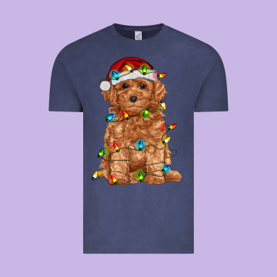 Toy Poodle With Christmas Lights Vintage Tee Designed By Ranaportraitstore