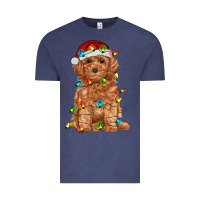 Vintage Denim toy poodle with christmas lights Vintage Tee - RanaPortraitStore