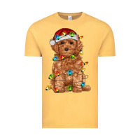 Vintage Mustard toy poodle with christmas lights Vintage Tee - RanaPortraitStore