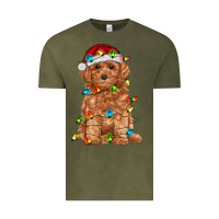 Vintage Olive toy poodle with christmas lights Vintage Tee - RanaPortraitStore