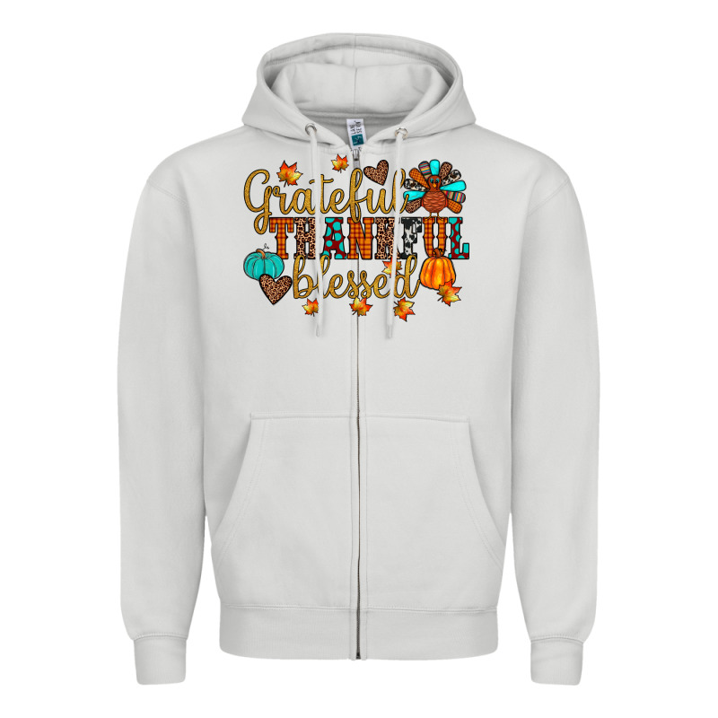 Grateful Thankful Blessed Zipper Hoodie by JahusDesignShop | Teevron