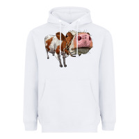 White cute simmental cow Heavyweight Hoodie - LillyAllenDesigns