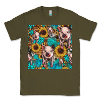 Army Green cute pig with patches seamless pattern Classic Tee - HRA Design Shop