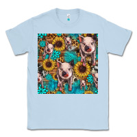 Dusty Blue cute pig with patches seamless pattern Classic Tee - HRA Design Shop