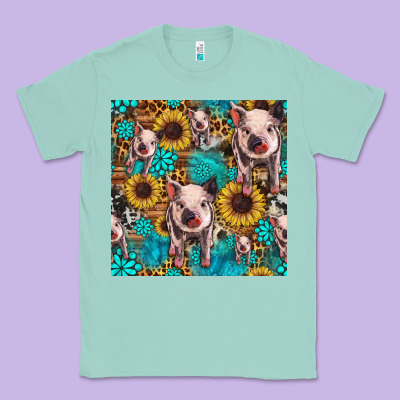 Cute Pig With Patches Seamless Pattern Classic Tee Designed By Hra Design Shop