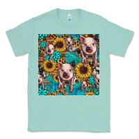 Seafoam cute pig with patches seamless pattern Classic Tee - HRA Design Shop