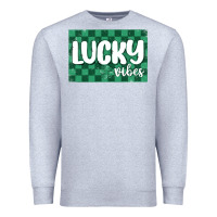Heather Grey lucky vibes Premium Sweatshirt - MaliasSmallBusiness