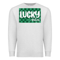 Oatmeal Heather lucky vibes Premium Sweatshirt - MaliasSmallBusiness