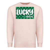 Pale Pink lucky vibes Premium Sweatshirt - MaliasSmallBusiness