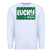 White lucky vibes Premium Sweatshirt - MaliasSmallBusiness
