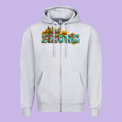 She Is Strong With Cross Zipper Hoodie Designed By Adodesignshop