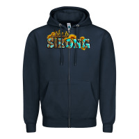 Navy she is strong with cross Zipper Hoodie - AdoDesignShop