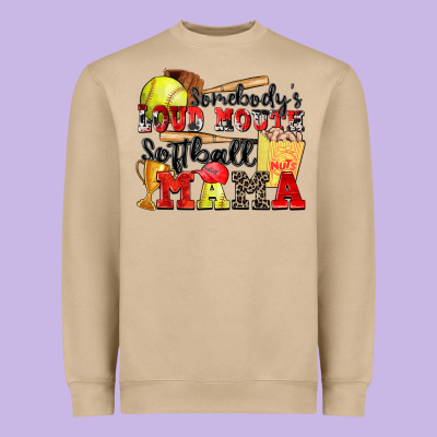 Somebody's Loud Mouth Softball Mama Heavyweight Sweatshirt Designed By Zillion Design Studio