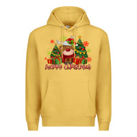 Antique Gold merry christmas reindeer Premium Hoodie - MaliasSmallBusiness