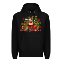 Black merry christmas reindeer Premium Hoodie - MaliasSmallBusiness