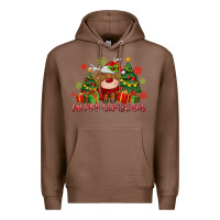 Chestnut merry christmas reindeer Premium Hoodie - MaliasSmallBusiness