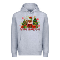 Heather Grey merry christmas reindeer Premium Hoodie - MaliasSmallBusiness