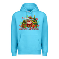 Ocean Blue merry christmas reindeer Premium Hoodie - MaliasSmallBusiness