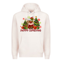 Pale Pink merry christmas reindeer Premium Hoodie - MaliasSmallBusiness