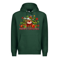 Sports Green merry christmas reindeer Premium Hoodie - MaliasSmallBusiness