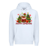 White merry christmas reindeer Premium Hoodie - MaliasSmallBusiness