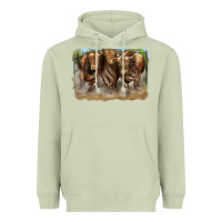 Matcha 3 red angus bulls Heavyweight Hoodie - LillyAllenDesigns