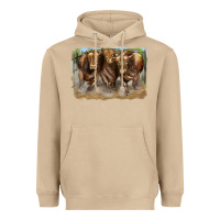 Mushroom 3 red angus bulls Heavyweight Hoodie - LillyAllenDesigns