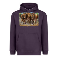 Plum 3 red angus bulls Heavyweight Hoodie - LillyAllenDesigns