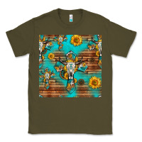 Army Green bull skull cross seamless pattern Classic Tee - HRA Design Shop