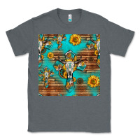 Charcoal Heather bull skull cross seamless pattern Classic Tee - HRA Design Shop