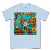 Dusty Blue bull skull cross seamless pattern Classic Tee - HRA Design Shop