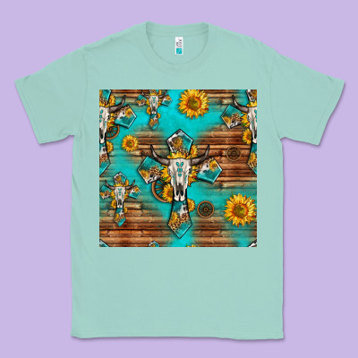 Bull Skull Cross Seamless Pattern Classic Tee Designed By Hra Design Shop