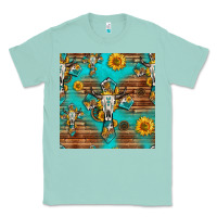 Seafoam bull skull cross seamless pattern Classic Tee - HRA Design Shop