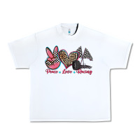 White peace love racing Urban Heavy Tee - Zillion Design Studio