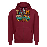 Burgundy farm life farm animals truck Zipper Hoodie - Jasminsmagicworld