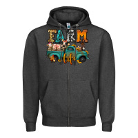 Charcoal Heather farm life farm animals truck Zipper Hoodie - Jasminsmagicworld