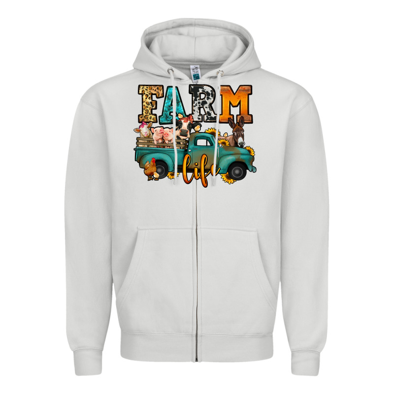 Farm Life Farm Animals Truck Zipper Hoodie by Jasminsmagicworld | Teevron