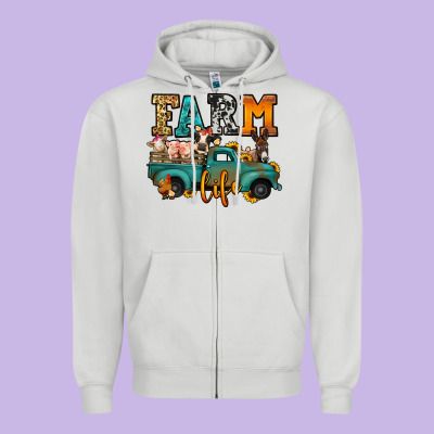 Farm Life Farm Animals Truck Zipper Hoodie Designed By Jasminsmagicworld