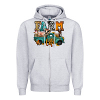 Heather Grey farm life farm animals truck Zipper Hoodie - Jasminsmagicworld