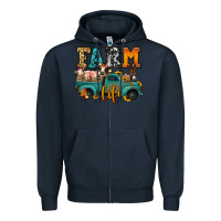 Navy farm life farm animals truck Zipper Hoodie - Jasminsmagicworld