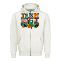 Oatmeal Heather farm life farm animals truck Zipper Hoodie - Jasminsmagicworld