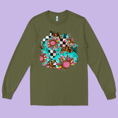 Race Sunflower Patches Long Sleeve Tee Designed By Adodesignshop