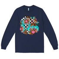 Navy race sunflower patches Long Sleeve Tee - AdoDesignShop