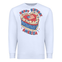 White happy birthday america Premium Sweatshirt - MaliasSmallBusiness