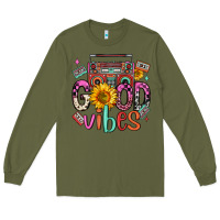 Army Green good vibes cassette boombox Long Sleeve Tee - FaDigitalArtStudio