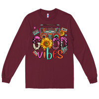 Burgundy good vibes cassette boombox Long Sleeve Tee - FaDigitalArtStudio