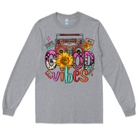 Heather Grey good vibes cassette boombox Long Sleeve Tee - FaDigitalArtStudio